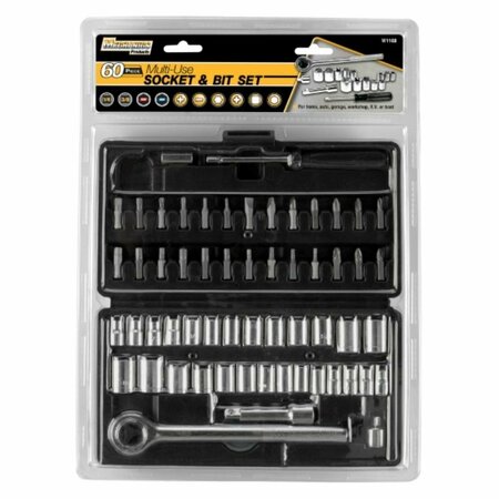 PERFORMANCE TOOL SOCKET AND BIT SET 60PC W1168